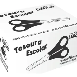 Tesoura Escolar Aço Inox Atacado Cor Preto – Caixa com 20 Unidades