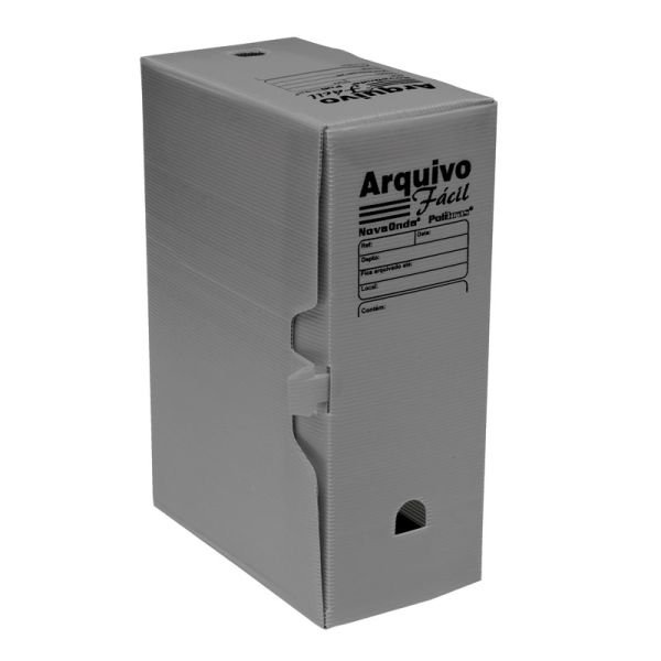 Arquivo Morto Novaonda Fácil 250x130x350mm Cinza Polibrás – Caixa com 10 Unidades